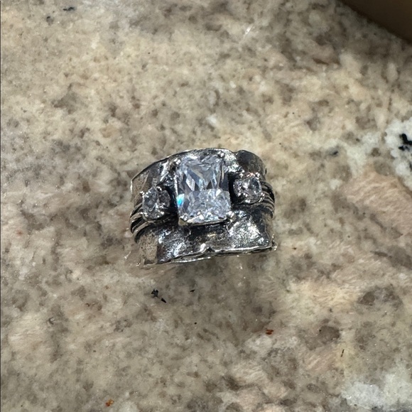 Silver Israel CZ Band Ring